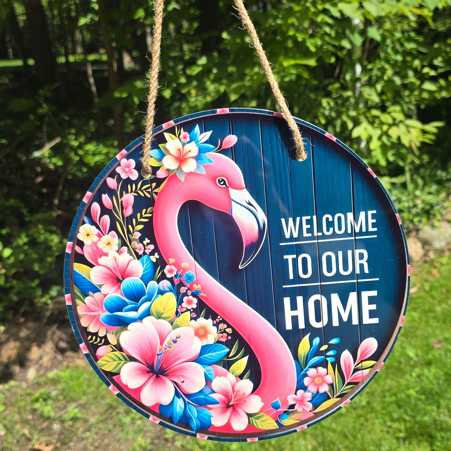 Door Hanger- Welcome Flamingo