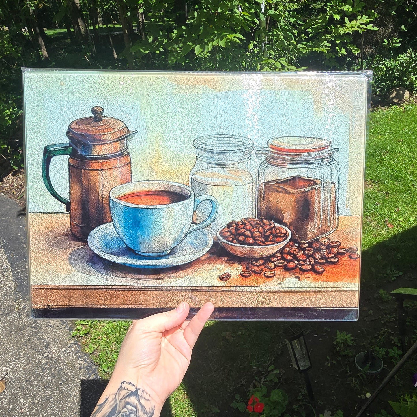 11x15 Glass Cutting Board- Coffee