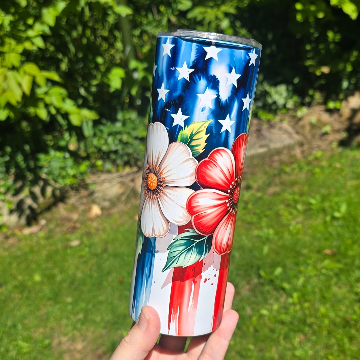 20oz Tumbler- Patriotic Flowers