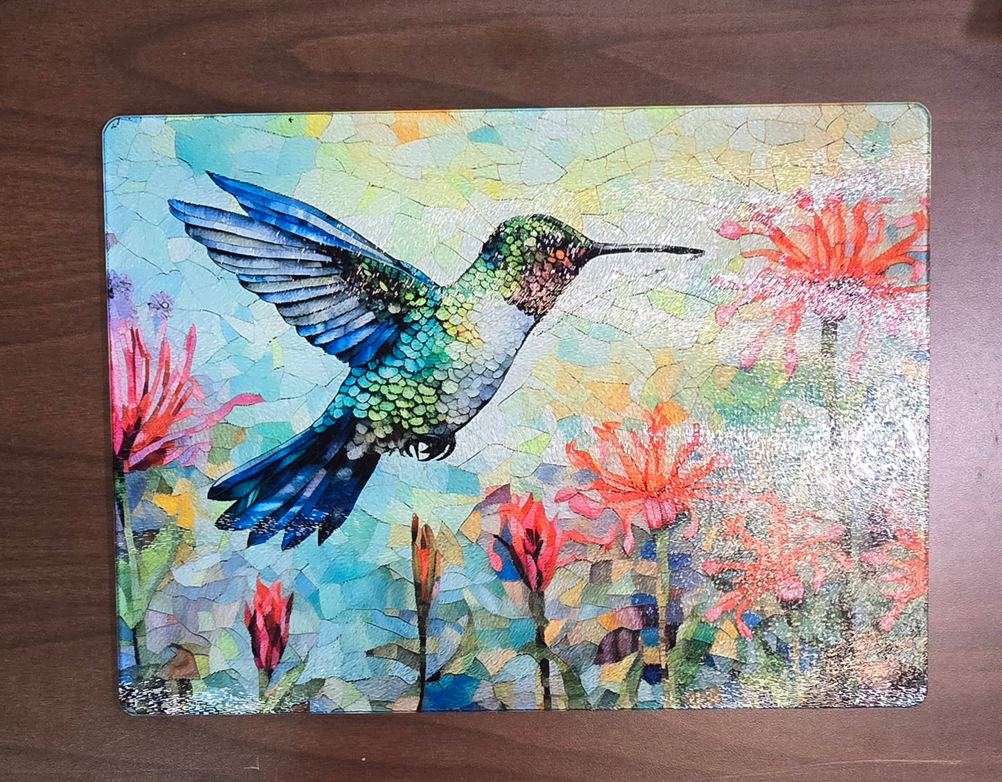 Hummingbird 11x15 Glass Cutting Board