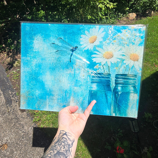 11x15 Glass Cutting Board- Dragonfly