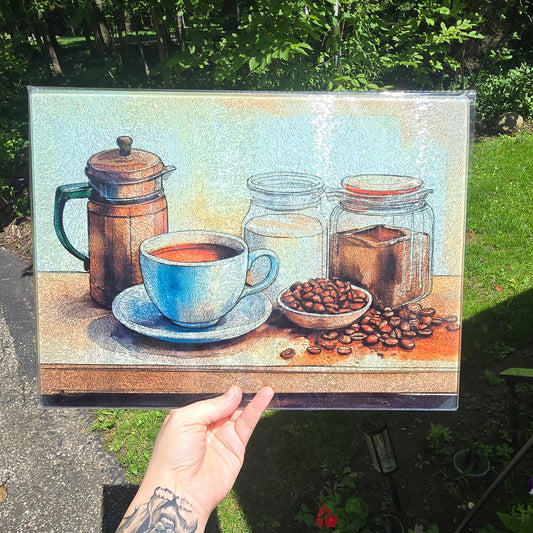 11x15 Glass Cutting Board- Coffee