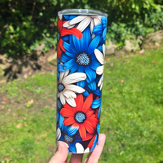 20oz Tumbler- Patriotic Flowers