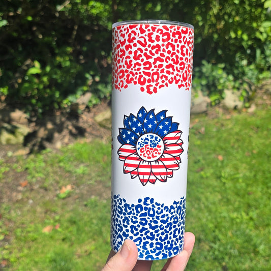 20oz Tumbler- Patriotic Flower