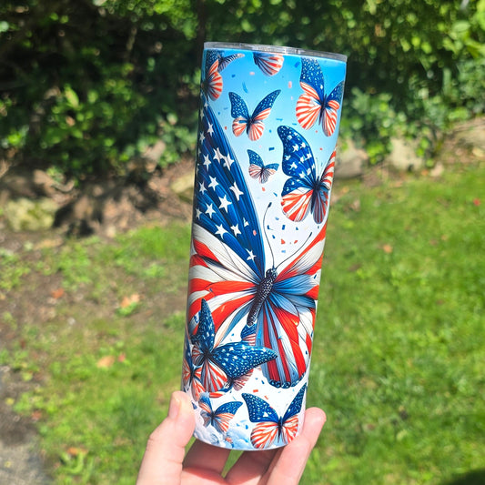 20oz Tumbler- Patriotic Butterfly