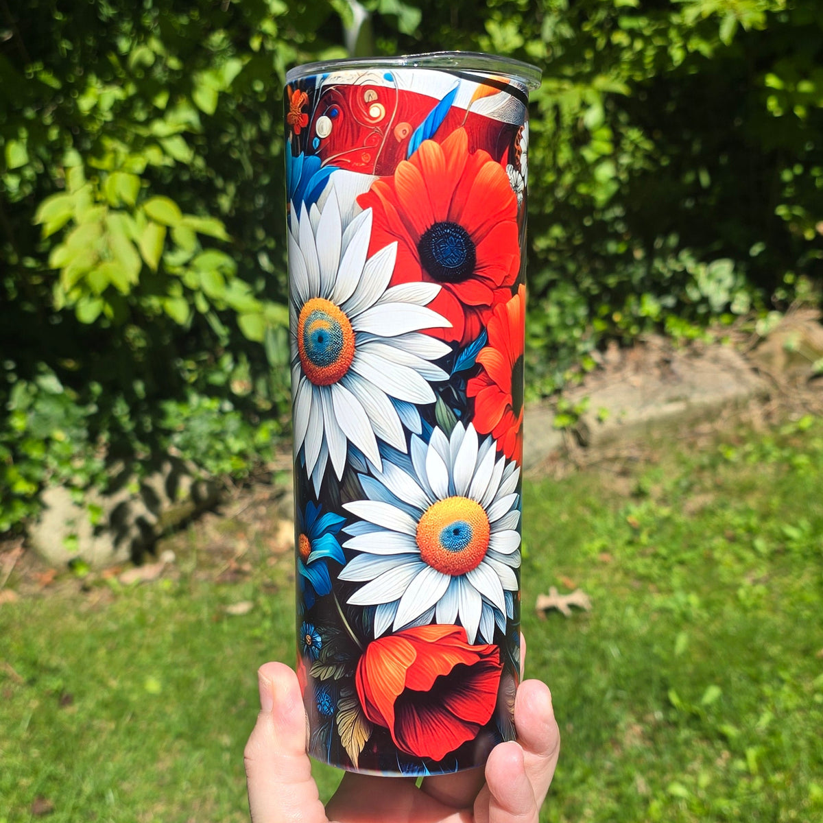 20oz Tumbler- Patriotic Flowers