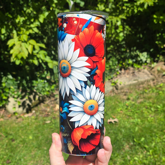 20oz Tumbler- Patriotic Flowers
