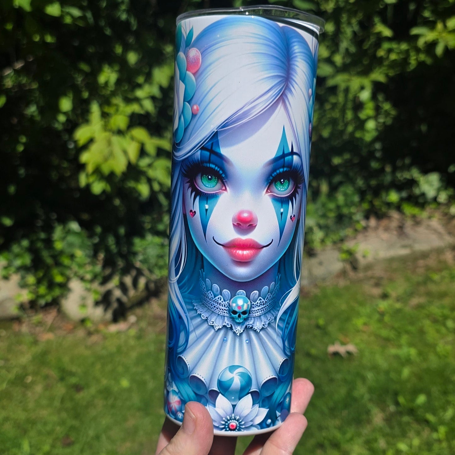 20oz Tumbler- White Gothic Clown